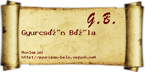 Gyurcsán Béla névjegykártya